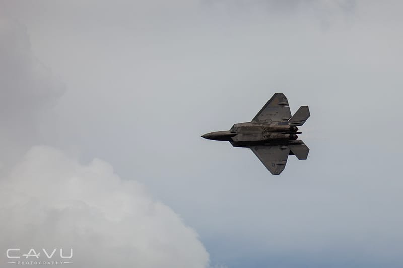 F-22 Going into the Clouds